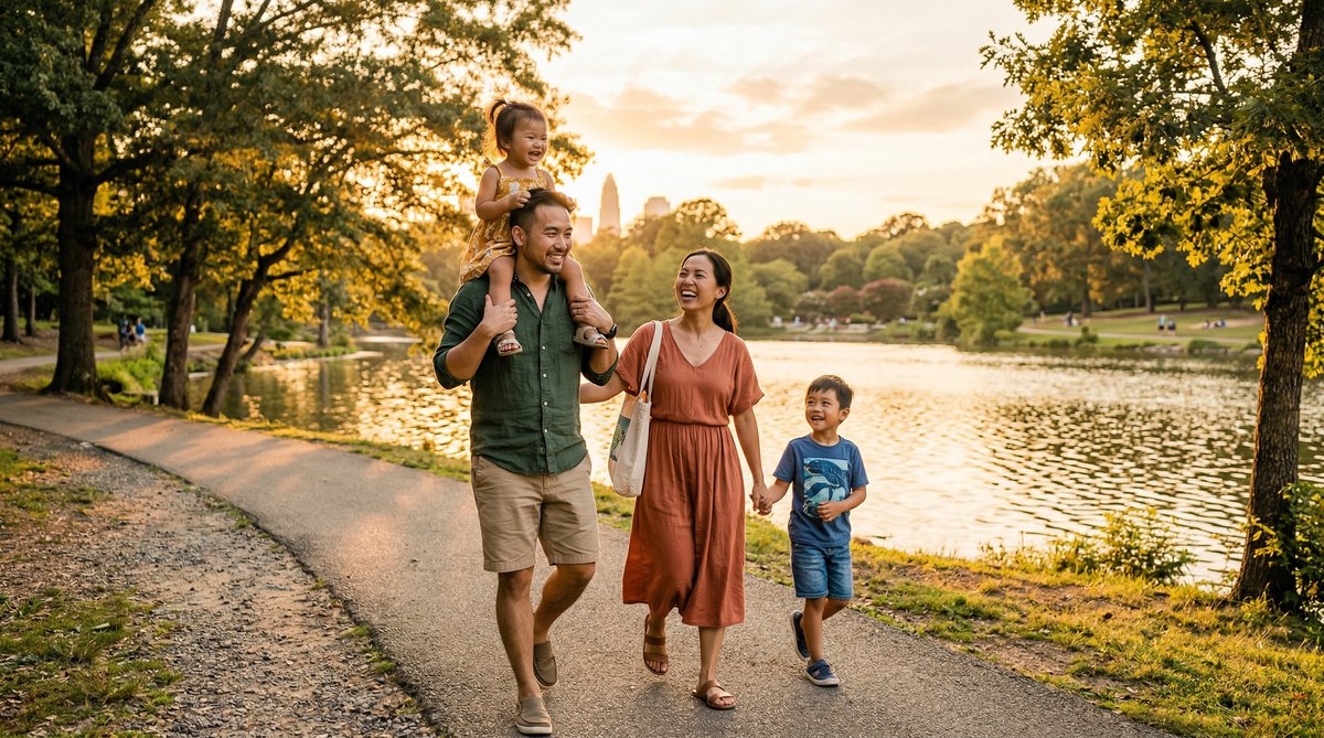 The Nguyen family at Freedom Park, Charlotte