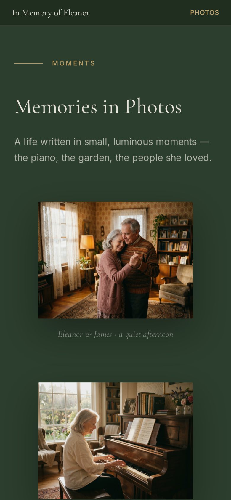 A journey timeline of photos and memories.