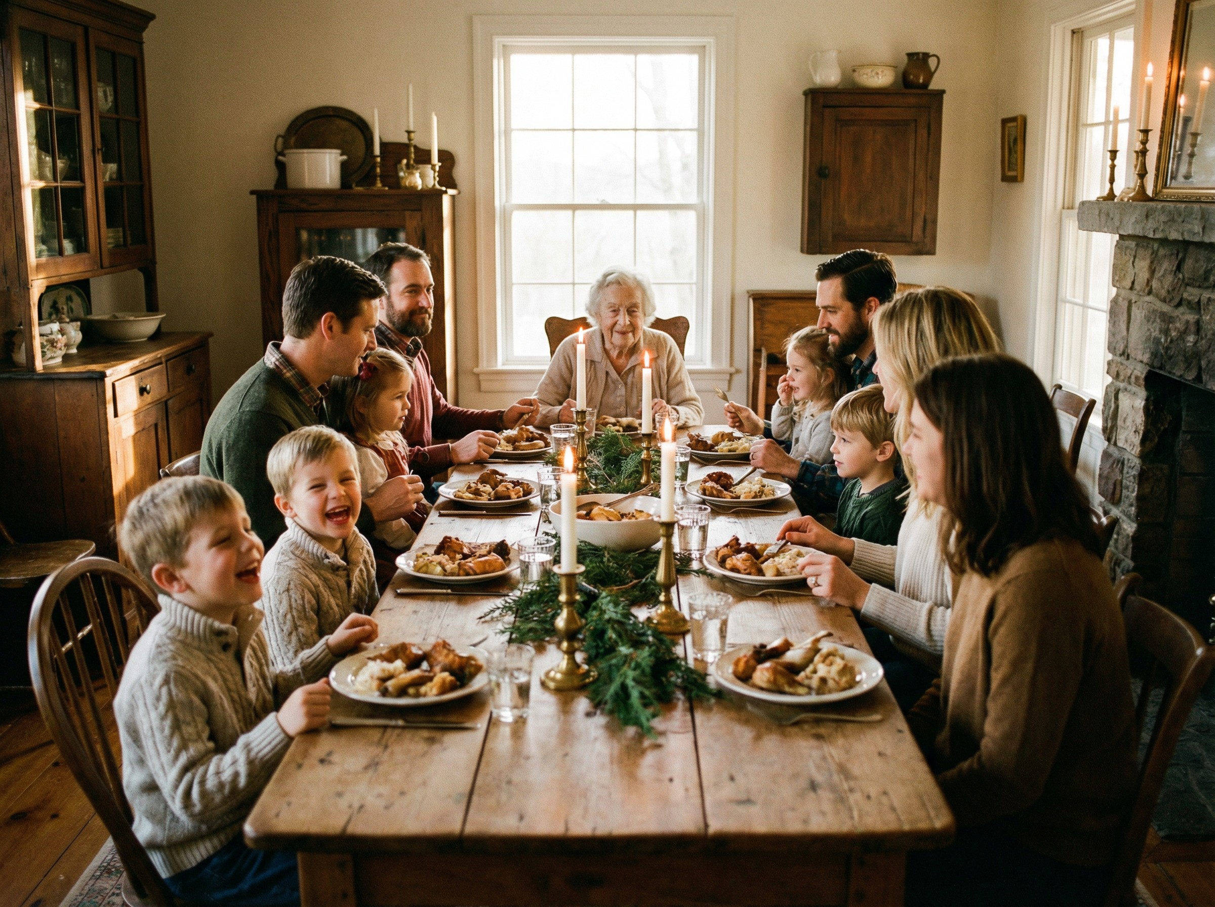 Eleanor with her family at Sunday dinner.