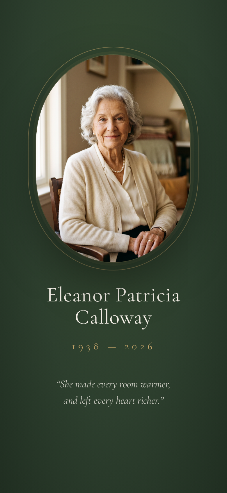 Preview of Eleanor's tribute page on a phone